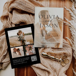 Convites Casamento de Fotografia com Código QR Elegante Min