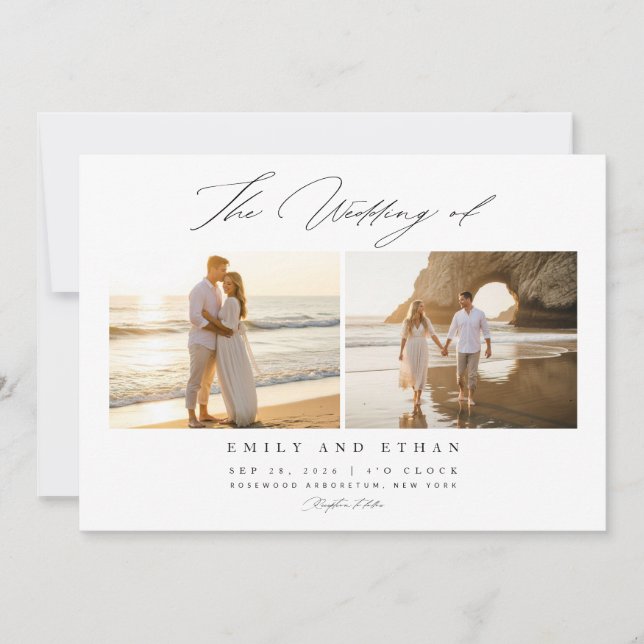 Convites Casamento de Fotografia com Código QR Elegante Sim (Frente)