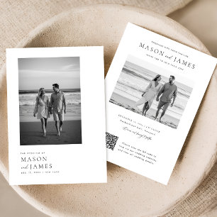 Convites Casamento de Fotografia com Código QR Elegante Sim