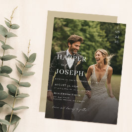 Convites Casamento de Fotografia com Código QR Elegante Sim