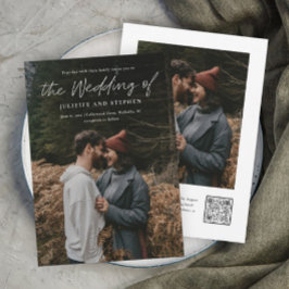 Convites Casamento de Fotografia com Código QR Simples de S