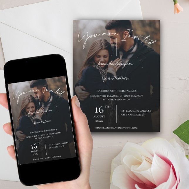 Convites Casamento de Fotografia com Sobreposição de Texto  (Criador carregado)