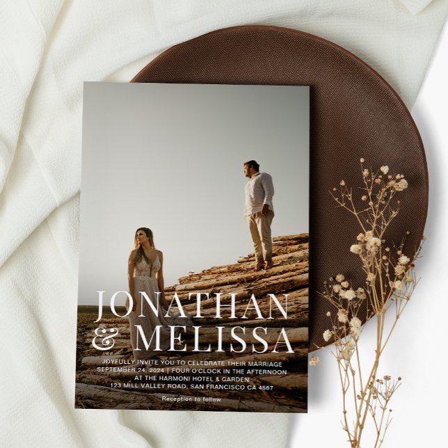 Convites Casamento de Fotografia com Típica em Negrito Simp (Criador carregado)