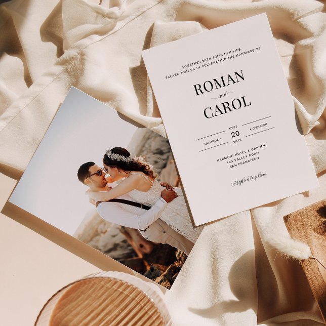 Convites Casamento de Fotografia com Tipografia de Script M (Criador carregado)