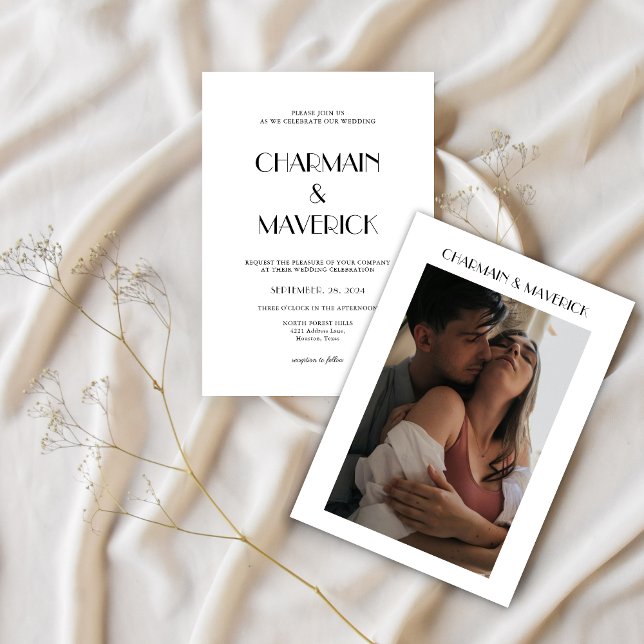 Convites Casamento de Fotografia com Tipografia de Script N (Criador carregado)
