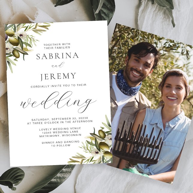 Convites Casamento de Fotografia da Raça Rustic Watercolor  (Criador carregado)