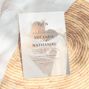 Convites Casamento de Fotografia de Caligrafia Elegante de 