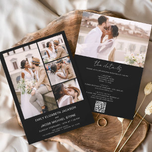 Convites Casamento de Fotografia de Código QR Tudo em Branc