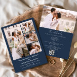 Convites Casamento de Fotografia de Código QR Tudo em marin<br><div class="desc">Apresentando nosso convite minimalista de casamento de fotos brancas "All In One" — uma combinação eterno de simplicidade e elegância. Este convite é uma fusão ininterrupta de funcionalidade e estilo, apresentando um cenário branco intocado que simboliza a pureza do seu amor. Na frente, um design minimalista enquadra sua foto escolhida,...</div>