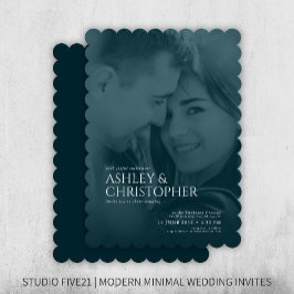 Convites Casamento de Fotografia de Duotone Azul de Marinho