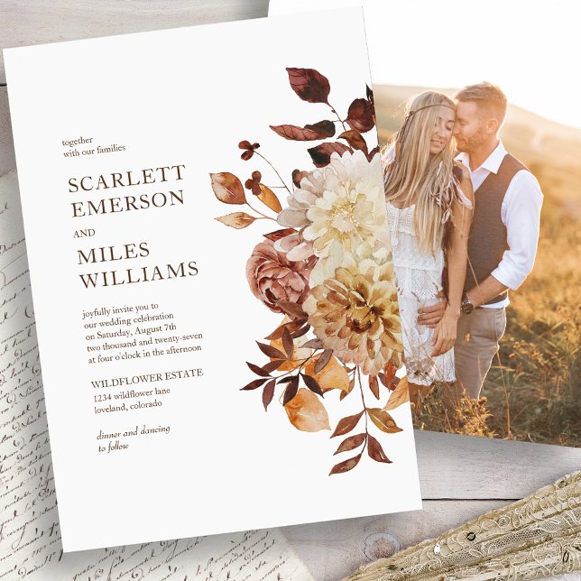 Convites Casamento de Fotografia de Queda Moderna (Modern Fall Photo Wedding Invitation
)