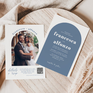 Convites Casamento de Fotografia de RSVP QR com Detalhes Az
