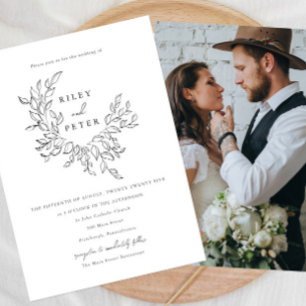 Convites Casamento de Fotografia de Script Chic Crest Botân