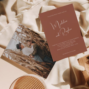 Convites Casamento de Fotografia de Terracotta com Script M