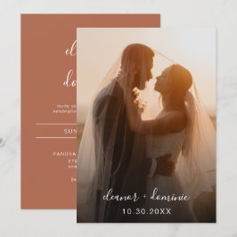 Convites Casamento de Fotografia de Terracotta com Script M