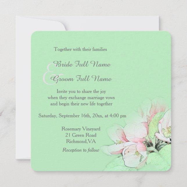 Convites Casamento de fotografia de uma flor de maçã bonito (Frente)