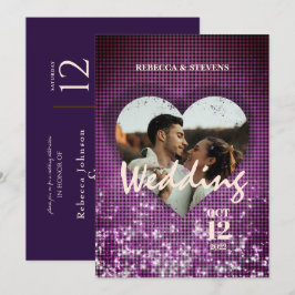 Convites Casamento de Fotografia de Xadrez Faux Burgundy do