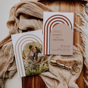 Convites Casamento de Fotografia do Arch Boho Minimalista M