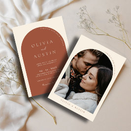Convites Casamento de Fotografia do Arch Terracotta Minimal