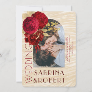 Convites Casamento de Fotografia do Arco Floral Moderno Bei