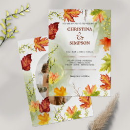 Convites Casamento de Fotografia do Autumn Elegant Watercol