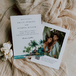 Convites Casamento de Fotografia do Código QR de Aquarela T