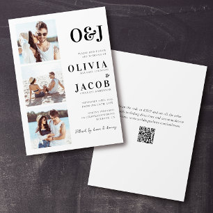Convites Casamento de Fotografia do Código QR do Monograma