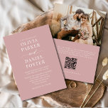 Convites Casamento de Fotografia do Código QR Moderno Dusty<br><div class="desc">Este convite de casamento empoeirado de rosa combina romance mole com estilo limpo e moderno. O tom cor-de-rosa mutado é quente, eterno e elegante, enquanto o design minimalista lhe dá uma nova e contemporânea vantagem que os casais de hoje adoram. O layout inclui espaço para sua foto de casal pessoal,...</div>