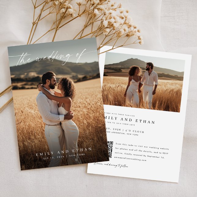 Convites Casamento de Fotografia do Código QR Rustico Elega (Criador carregado)