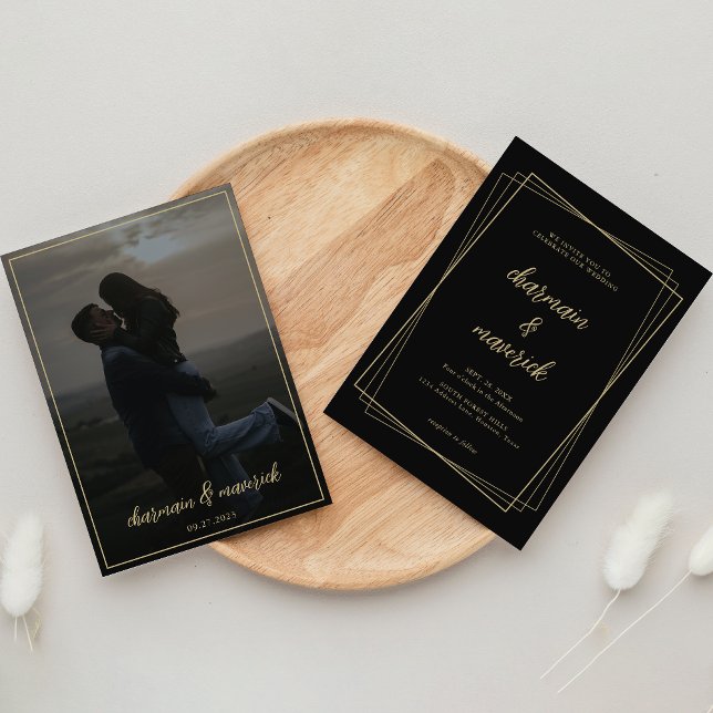 Convites Casamento de Fotografia do Elegant Geo Frame (Criador carregado)