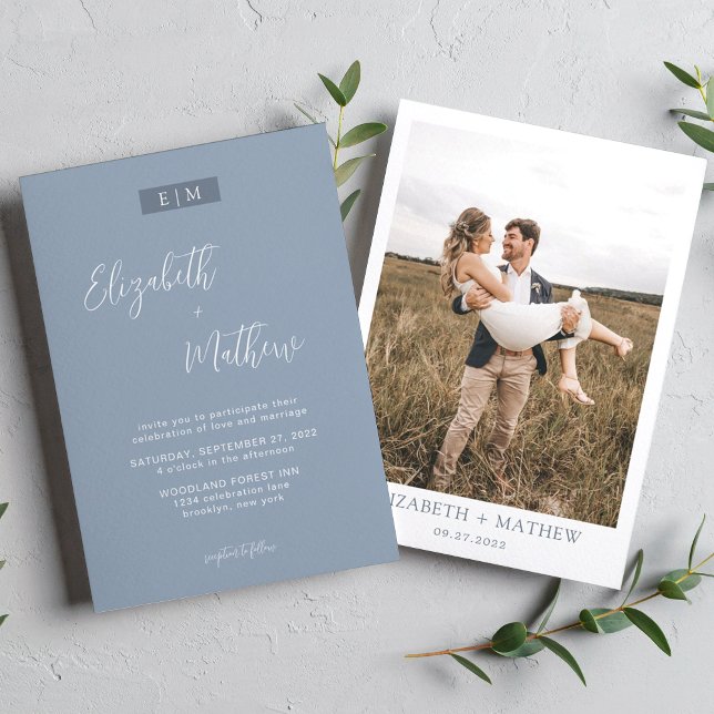 Convites Casamento de Fotografia do Monograma de Caligrafia (Criador carregado)