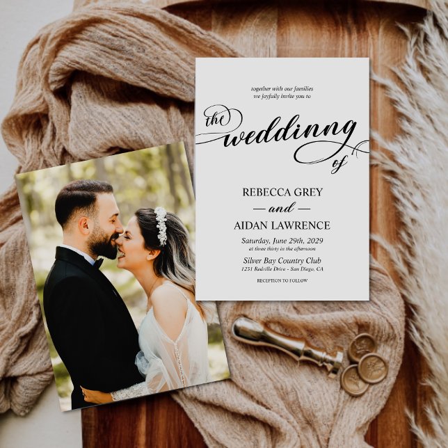 Convites Casamento de Fotografia do Monograma do Script de  (Criador carregado)