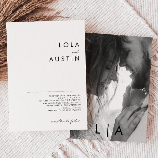 Convites Casamento de Fotografia do Monograma Minimalista M (Criador carregado)