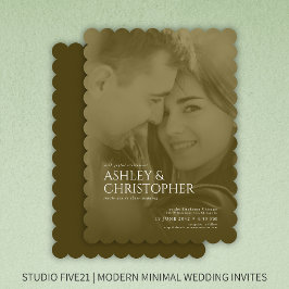Convites Casamento de Fotografia do Ouro Marrom Duotone