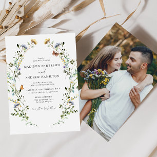 Convites Casamento de Fotografia do Prado de Flor Selvagem