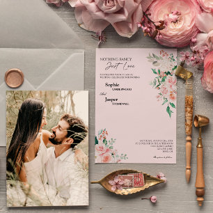 Convites Casamento de Fotografia do Rico Blush Floral Pink