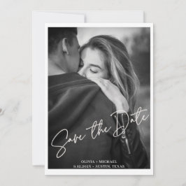 Convites Casamento de Fotografia do Script Branco Moderno S