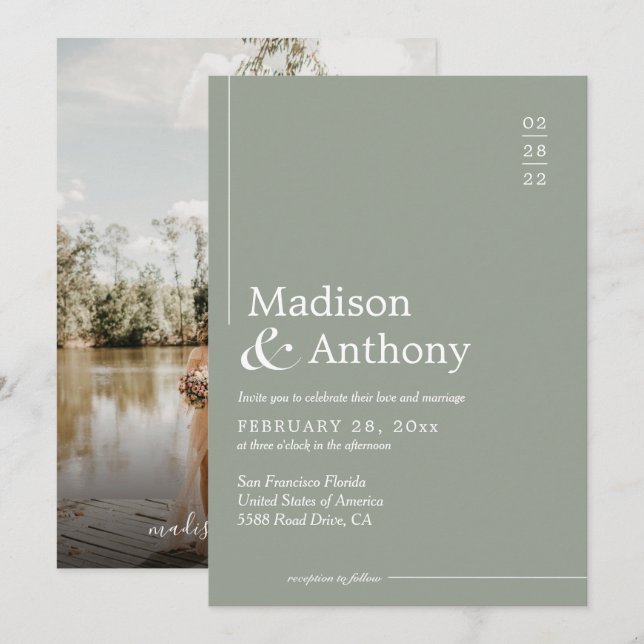 Convites Casamento de Fotografia do Script de Orçamento Ver (Frente/Verso)