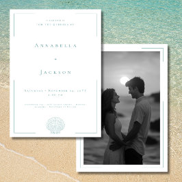 Convites Casamento de Fotografia do Shell Branco da Aqua co