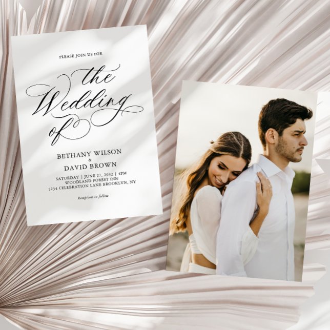 Convites Casamento de Fotografia Elegante Minimalista (Criador carregado)