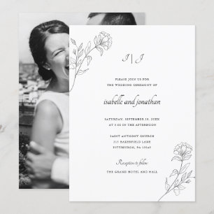 Convites Casamento De Fotografia Floral Desenhada Pela Mão 