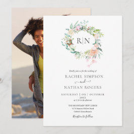 Convites Casamento de Fotografia Floral Greenery Rosas