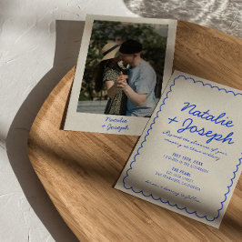 Convites Casamento de Fotografia Imporal Azul Moderno