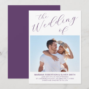 Convites Casamento de Fotografia Minimalista Roxo Caligrafi