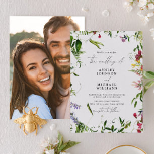 Convites Casamento de Fotografia por Aquarela de Verão Mod