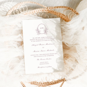 Convites Casamento de Fotografia QR Rsvp do Monograma Roxo 