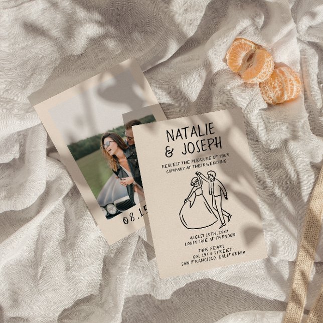 Convites Casamento de Fotografia Quirky Desenhado Pela Mão  (Criador carregado)