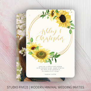 Convites Casamento de Fotografia Rustic Sunflower