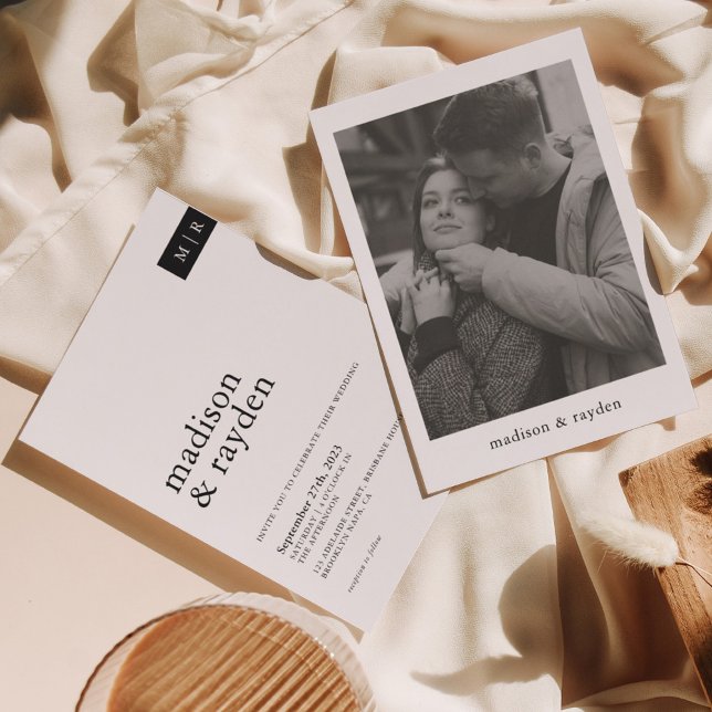 Convites Casamento de Fotografia Simples e Minimalista Clás (Criador carregado)