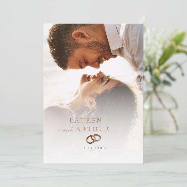 Convites Casamento de Fotografia Ultra Mínima Moderna em Ti (Em pé/Frente)